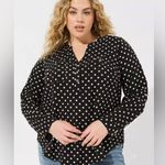 Torrid Harper Challis Long Sleeve Polka Dot Blouse Plus Size 1X Pinup Retro Vibe Photo 0