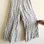 L*Space Riri Strapless Wide‑Leg Jumpsuit XS Gray White Stripe Smocked tie Photo 9