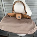 London Fog  Faux Ostrich Leather Satchel Bag Tan Photo 4