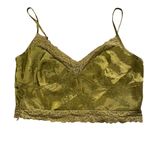 Boutique Women’s L Lace Trim Satin Camisole Tank Olive Green Y2K‎ Style Cropped Size L Photo 1