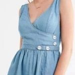 Urban Outfitters Denim Romper V-Neck Sleeveless Button Accent Casual Jumpsuit Photo 0