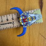 PS Enterprises Tribal designs enamel bull cow skull pin brooch Blue Photo 3