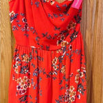Xhilaration  Orange Red Floral One Shoulder Lined Mini Dress Size‎ Medium Juniors Photo 0