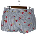 Old Navy  Women's Floral White Pinstripe Blue Shorts Sz 8 Casual Summer Vacation Photo 2