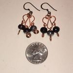 Elegant Copper and Black Metallic Gray Beaded Boho Dangle Earrings Brown Photo 2