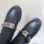 Alexander McQueen  • black calfskin boot chunky silver metal studded moto Photo 9