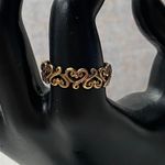 Vintage CopperTone Filigree Heart Band Stacking Ring Size 9 Sweetheart Jewelry Gold Photo 2