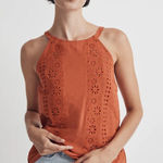Madewell Eyelet A-Line Halter Tank Top in Copperwashed Orange XXS NWT Photo 0