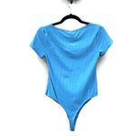Cupshe Aylin Ribbed Asymmetrical Neck Bodysuit Blue Large NWT Photo 2