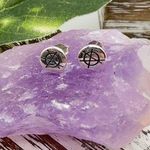 Sterling Silver Punk Rock Anarchy Logo Stud Earrings Photo 0