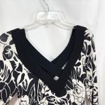 Cache  Medium Top Floral Print V Neck Sweater‎ Knit Black White Strappy VTG 649 Photo 8