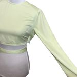 GRLFRND Aaryn Wrap Tie Cropped Top Women’s Size Small Mint Green Long Sleeve Photo 6