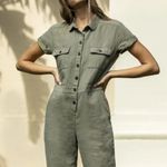 Outerknown  Women's Green Short Sleeve Button Up Sea Suit Size large Photo 0