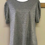 Liz Claiborne Silver Elbow Slight Puff Sleeve Tee w/ Gold Buttons- Med- NWOT Photo 0