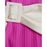 Solace London  Tanzy Fuchsia Pleated White Bow Long Sleeve Mini Cocktail Dress Photo 9