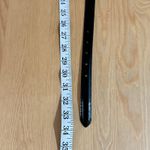 Enmon Women’s Belt Black Burnished Leather Thin Silver Buckle Western Small Photo 5