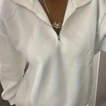 Solid Quarter Zip Sweatshirt White Size L Photo 0