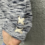 Talbots Sweater Women Large Blue Pullover Metallic Weave Lace Up Accent Nautical Photo 3