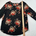 Le lis Black Floral Blouse Top Womens Size Large Pocket Round Neck 3/4 Sleeve Photo 5