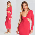 Ser.O.Ya Ivana One Sleeve Midi Dress NWT Size Medium Pink Photo 3