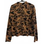 ZARA  Trafaluc Women's Mock Turtleneck Shirt Medium Black Gold Tan Baroque Damask Photo 1