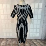 Ashley Stewart Black and White Geometric Short Sleeve Sweater Dress Size 12W Photo 4