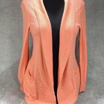 L.L.Bean Sweater Women's S/M Orange Coral Long Sleeve Shawl Collar Open Front Photo 0