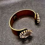 Loren Hope. Vintage Clear Rhinestone Brass Cuff Bracelet Signed Photo 2