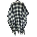 Urban Outfitters Ecote  Womens Poncho Sweater Wrap Fringe Plaid Black White Photo 1