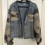 Blue Buttercup Aztec Print Blue Jean Jacket Photo 0