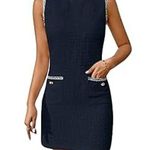 Boutique | M | Classic Mini Dress Quiet Luxury Sleeveless Button Front Tweed Photo 0