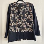 LOGO By Lori Goldstein LOGO Blazer Jacket Lined Floral Print Quilted Business Casual Black Coat Long Photo 2