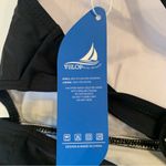 Maternity Black White Two Piece Animal Print Swimsuit Bikini V Neck Size XL Blue Photo 8