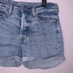 Old Navy blue lightly distressed O.G. Straight Secret smooth pockets jean shorts Photo 2
