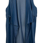 Halo Waterfall Open Front Sleeveless Lightweight Chambray Duster Cardigan Small Blue Photo 0