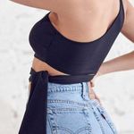 Blue Blush  One Shoulder Jersey Side Tie Crop Top Black Size Large NWT Photo 1