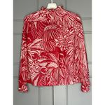 Vintage 70s Georgee Originals Button Front Red Floral Top Blouse Size Medium Photo 4