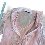 Boston Proper Pink Cutout Lace Button Up Drama Sleeve Shirt Size Small Photo 5