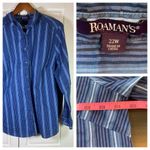 Roamans‎ Striped Shirt Blouse Womens Plus Size 22W Button Up Blue Church Office Photo 1