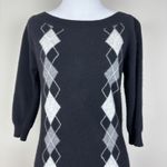 Stile Benetton Sweater Dress Medium Black Wool Knit Argyle Mini Academia Y2K M Photo 2