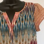 a.n.a . V Neck Short Sleeve Multi Color Blouse Photo 1