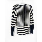 Tome Black White Striped Merino Wool Long Sleeve Crossover Wrap Sweater Size 16 Photo 35