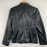 Elementz Faux Leather Black Crocodile Print Zip Up Jacket Photo 6