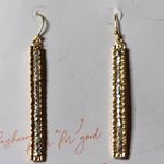 NIP Trades Of Hope Gold/Silver Tone 2"Bar Dangle Fish Hook Y2k Retro Earrings Gold Photo 0