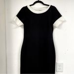 Vintage Zoet Black & White Contrast Trim Bodycon Midi Dress Womens 6 Academia Photo 1