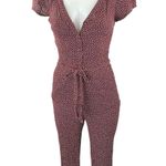 Abercrombie & Fitch Maroon Brown Polka Dots Short Sleeve V Neck Jumpsuit Sz XXS Photo 0