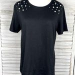 Atmosphere  Embellished Crewneck Tee Black w Rhinestones & Pearls-8 Photo 0