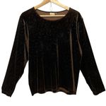 Vintage Madrid Spain Kuem Ha Brown Velvet Bedazzle Leopard Long Sleeve Shirt Top Size 12 Photo 0