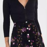 BDG Urban Outfitters Logan Floral Button Front Mini Skirt Size M Black Velvet Photo 0