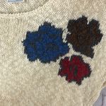 Vintage Short Sleeve Floral Accent Sweater Medium White Photo 1